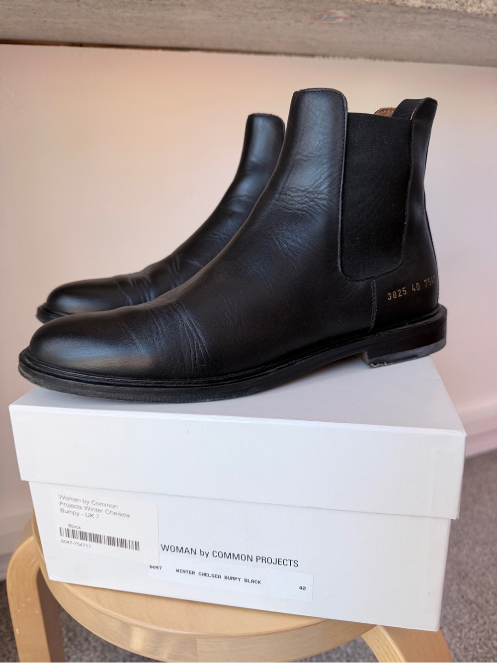 Common Projects Black Chelsea Leather Boots